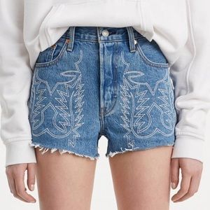 Levi’s High Rise Western Embroidered Shorts